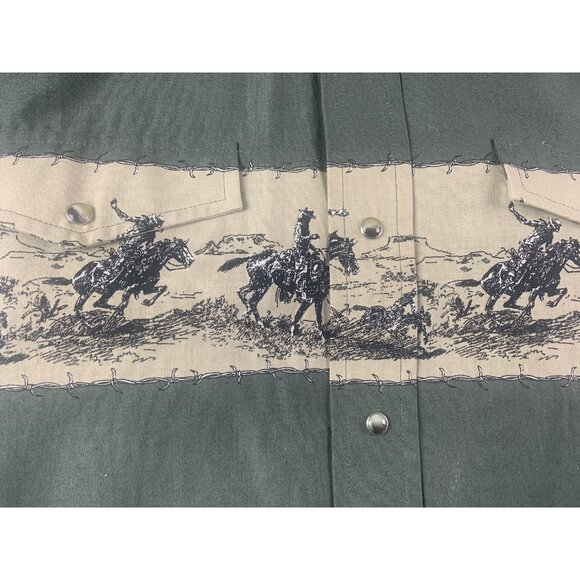 Roper Mens 100% Cotton Long Sleeve Pearl Snap Cowboy Print Western Shirt Size L - Picture 6 of 9